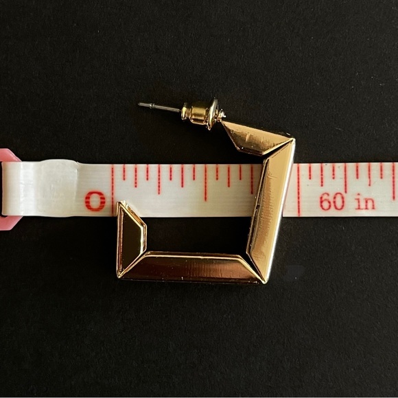 Square Gold Hoop Fashion Earrings - NWT - Picture 5 of 8